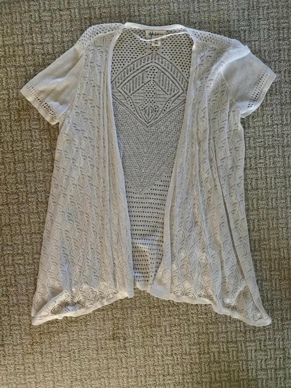 Cream Open-Knit Short Sleeve Cardigan